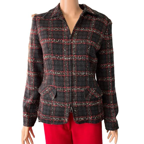 Sag Harbor Y2K Tweed Plaid Blazer Jacket 8 Full Zip Work Office Regal Academia - Picture 1 of 5